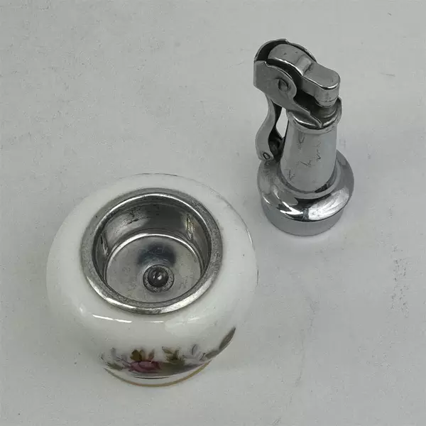 Vintage 1960s Bone China Hand Painted Table Lighter Japan