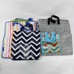 Lot of 4 Multicolor Patterned Reusable Shopping Bags Varied Sizes
