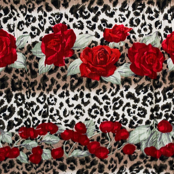 Harriet Sawyer for Euro-American Rose and Jaguar Print Fabric 97" x 1.5 Yds