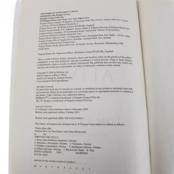 Tom Clancy Dead or Alive Jack Ryan Novel Paperback