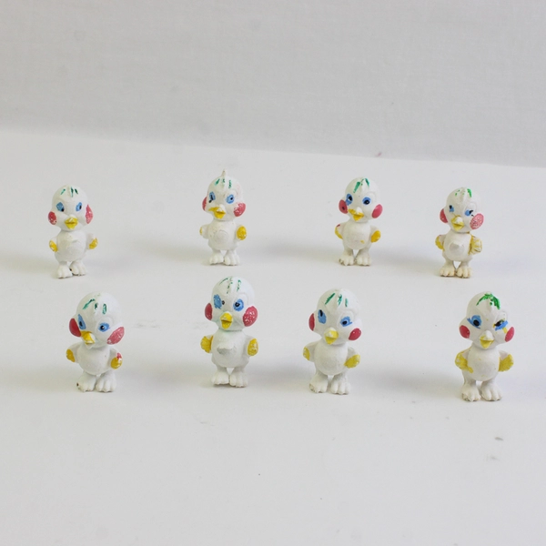 Lot of 8 Vintage Hard Plastic Mini Chicks Figurines