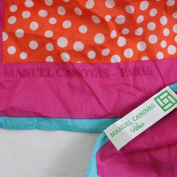 Manuel Canovas Paris Blue Pink Orange Fish Print Scarf 38" x 55"