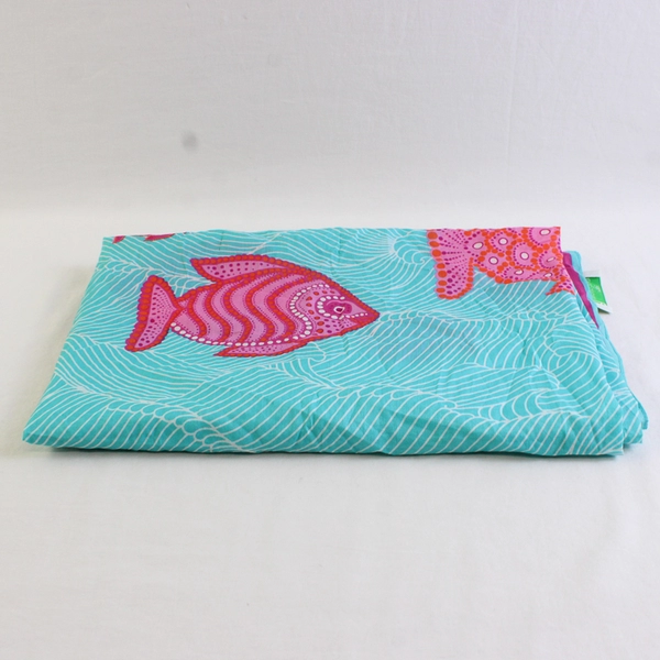 Manuel Canovas Paris Blue Pink Orange Fish Print Scarf 38" x 55"