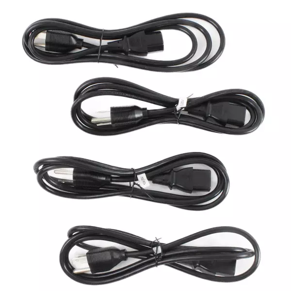 Lot of 4 60° AC Power Cords IEC 60 Degree 3-Prong Used Untested