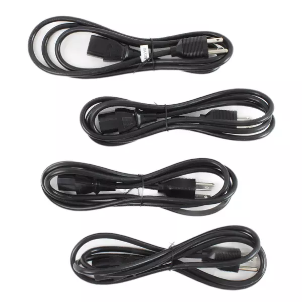 Lot of 4 60° AC Power Cords IEC 60 Degree 3-Prong Used Untested