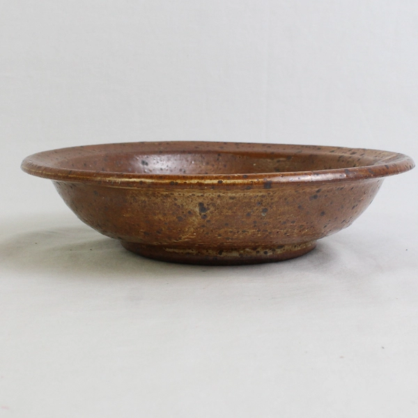 Lot Of 4 Handmade Signed Brown Ceramic Soup Bowls About 8.25" Diameter