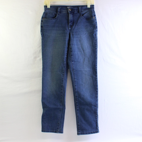 Style & Co Women's 2 Petite Slim Leg Dark Wash Mid Rise Denim Jeans