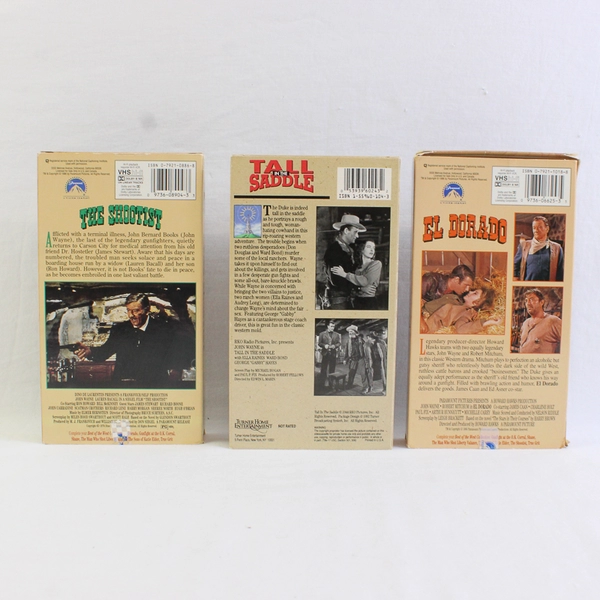 Lot of 3 John Wayne VHS Movies: The Shootist, Tall in the Saddle, El Dorado