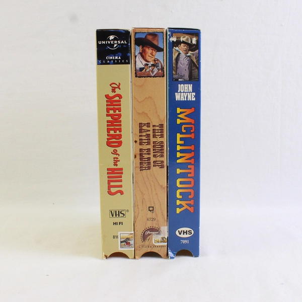 Lot of 3 J-Wayne VHS Movies Shepherd of Hills, Sons of Katie Elder, McClintock