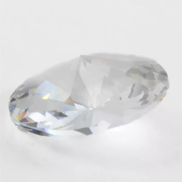 Clear Faceted Crystal Glass Circular Paperweight 1.5" Desk Decor