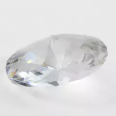 Clear Faceted Crystal Glass Circular Paperweight 1.5" Desk Decor