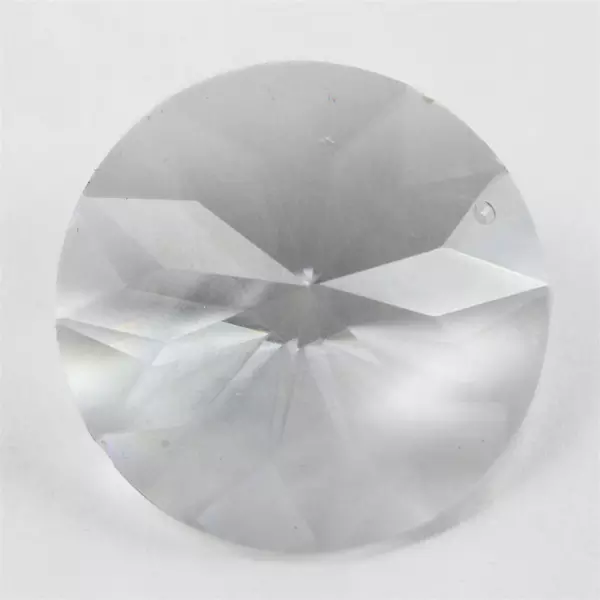 Clear Faceted Crystal Glass Circular Paperweight 1.5" Desk Decor