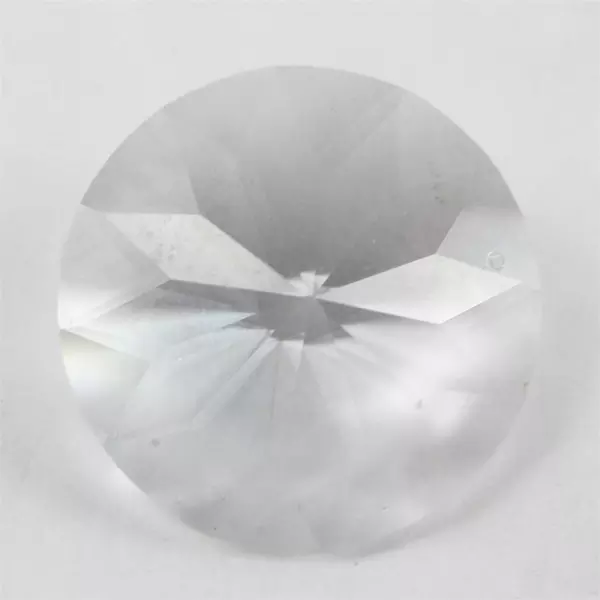 Clear Faceted Crystal Glass Circular Paperweight 1.5" Desk Decor