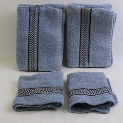 Lot Of 4 Matching Unbranded Blue 2 Washcloths & 2 Hand Towel (16" x 24")