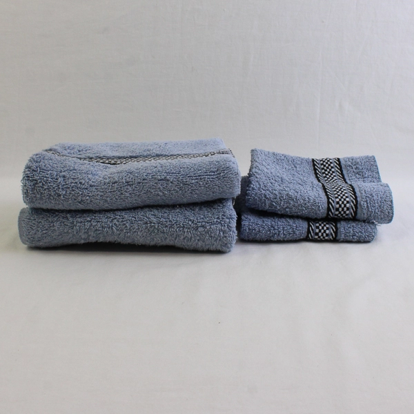 Lot Of 4 Matching Unbranded Blue 2 Washcloths & 2 Hand Towel (16" x 24")