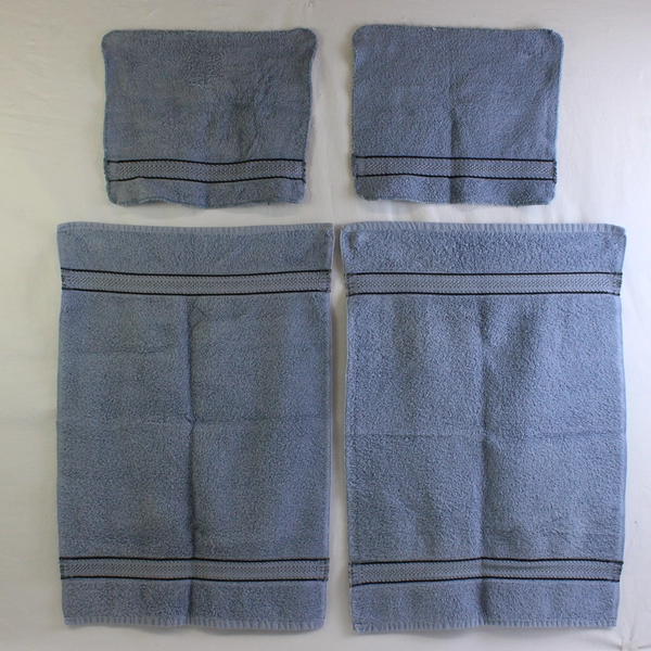 Lot Of 4 Matching Unbranded Blue 2 Washcloths & 2 Hand Towel (16" x 24")
