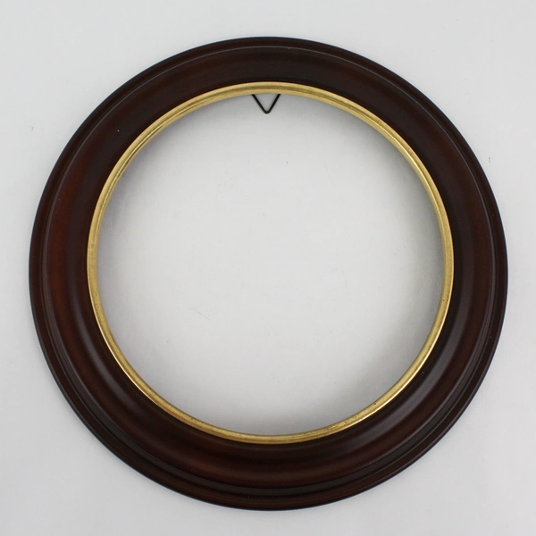 Van Hygan & Smythe CS96 Round Solid Wood 8” Plate Frame Brown with Gold Ring