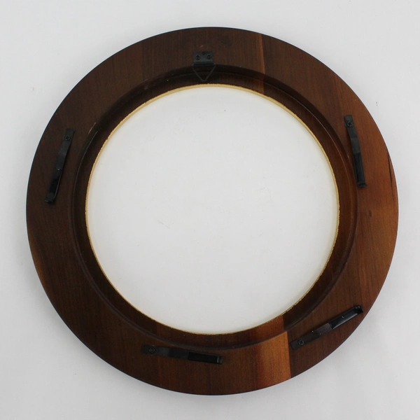 Van Hygan & Smythe CS96 Round Solid Wood 8” Plate Frame Brown with Gold Ring