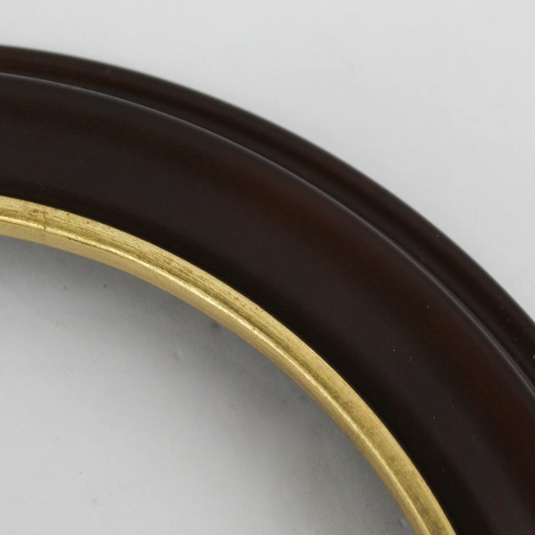 Van Hygan & Smythe CS96 Round Solid Wood 8” Plate Frame Brown with Gold Ring