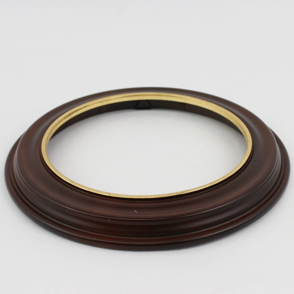 Van Hygan & Smythe CS96 Round Solid Wood 8” Plate Frame Brown with Gold Ring