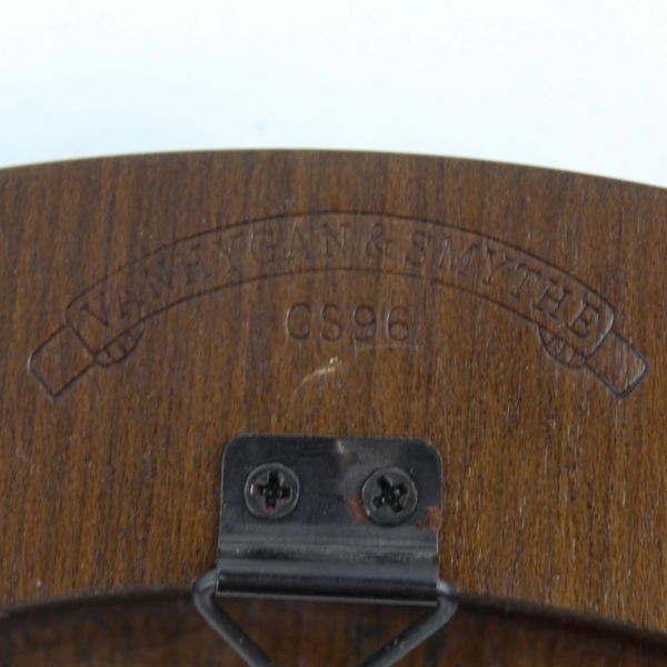 Van Hygan & Smythe CS96 Round Solid Wood 8” Plate Frame Brown with Gold Ring