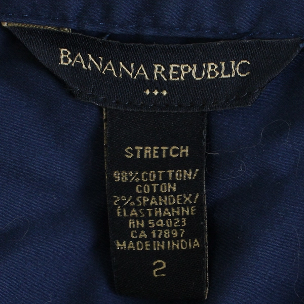 Banana Republic Top Navy Blue Cap Sleeve Button Up Stretch Women's Size 2