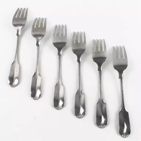 Set of 6 Oneida Gloria Satin Stainless Salad Forks 6.75" Vintage
