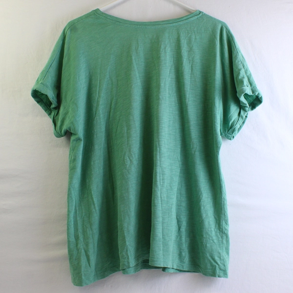 Knox Rose Women's Tee Mint Green Embroidered Club Knit Flawed