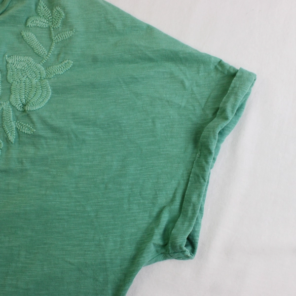 Knox Rose Women's Tee Mint Green Embroidered Club Knit Flawed