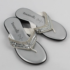 Toscanella Silver Faux Leather Slip-On Thong Sandals Women's Size 7