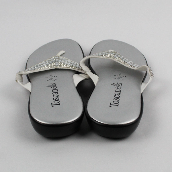 Toscanella Silver Faux Leather Slip-On Thong Sandals Women's Size 7