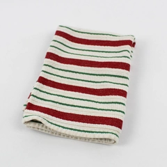 Williams Sonoma Red/Green/White Striped Dish Towel 100% Cotton 18" x 25"
