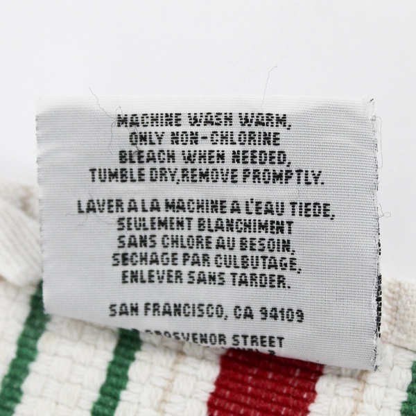 Williams Sonoma Red/Green/White Striped Dish Towel 100% Cotton 18" x 25"