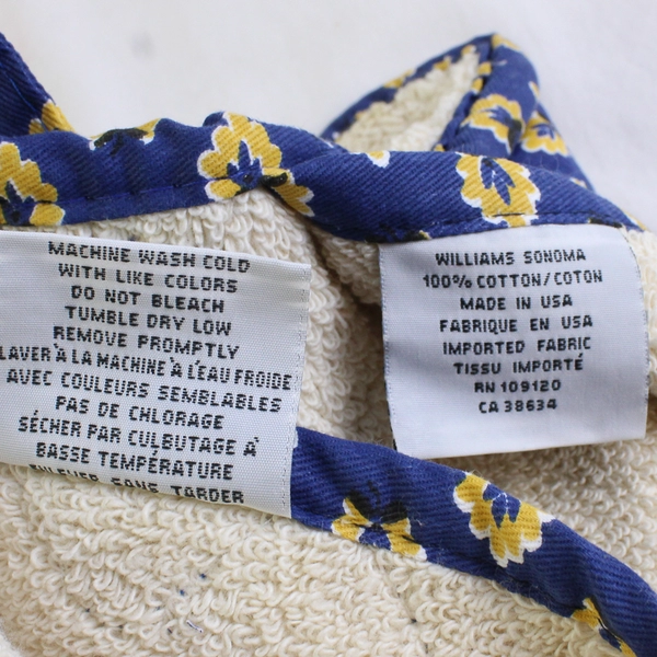 Lot Of 2 Matching Williams Sonoma Blue/Yellow Square Potholders 9.25" x 9.25"