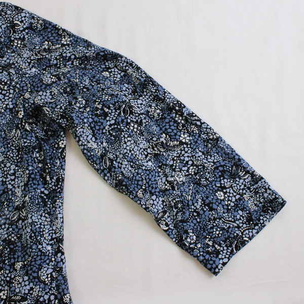 Christopher & Banks Women's Blue Floral Shirt Top 3/4 Sleeve Size M