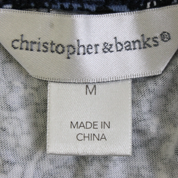 Christopher & Banks Women's Blue Floral Shirt Top 3/4 Sleeve Size M