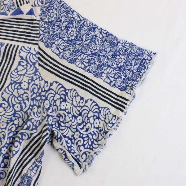 Lucky Brand Knit Boho Top Tee Short Sleeve Floral Print