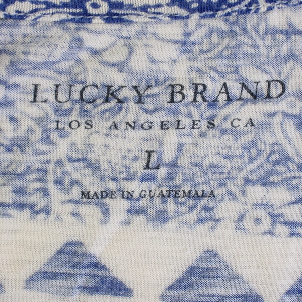 Lucky Brand Knit Boho Top Tee Short Sleeve Floral Print