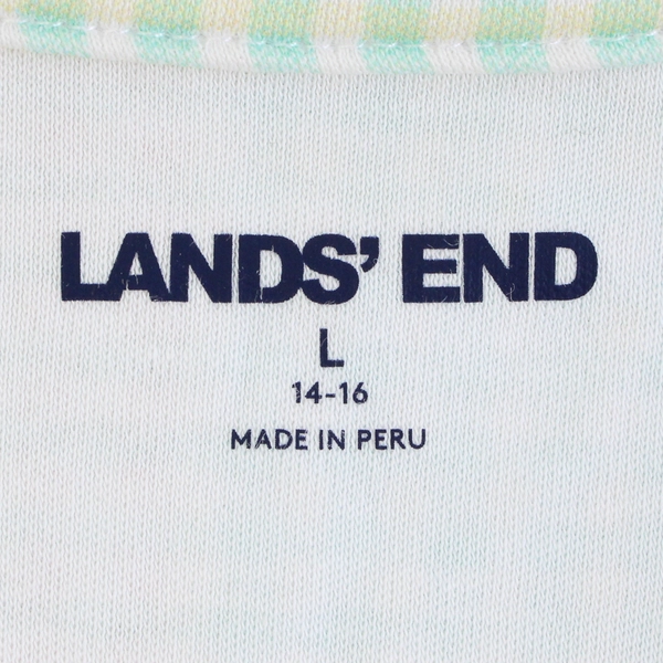 Lands' End Polo Shirt Women's Large Short Sleeve Pastel Plaid Top