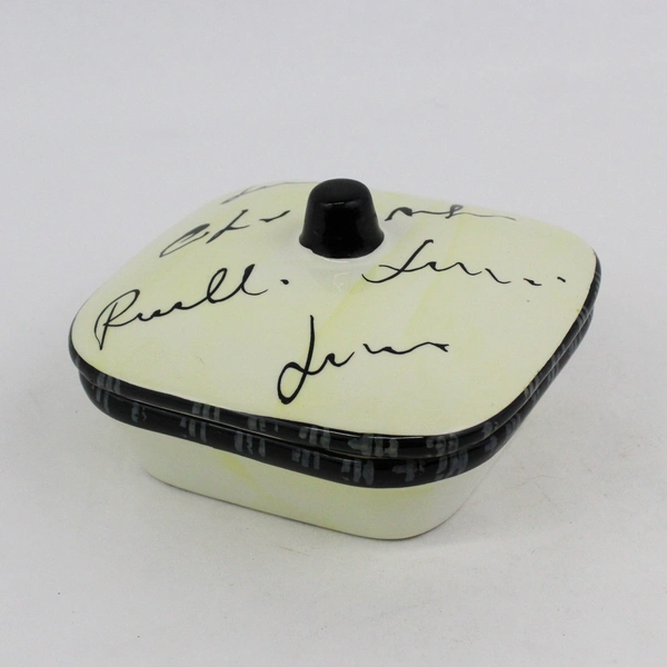 CWC Italian Yellow and Black Covered Square Ceramic Serving Dish With Writing 