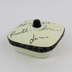 CWC Italian Yellow and Black Covered Square Ceramic Serving Dish With Writing 