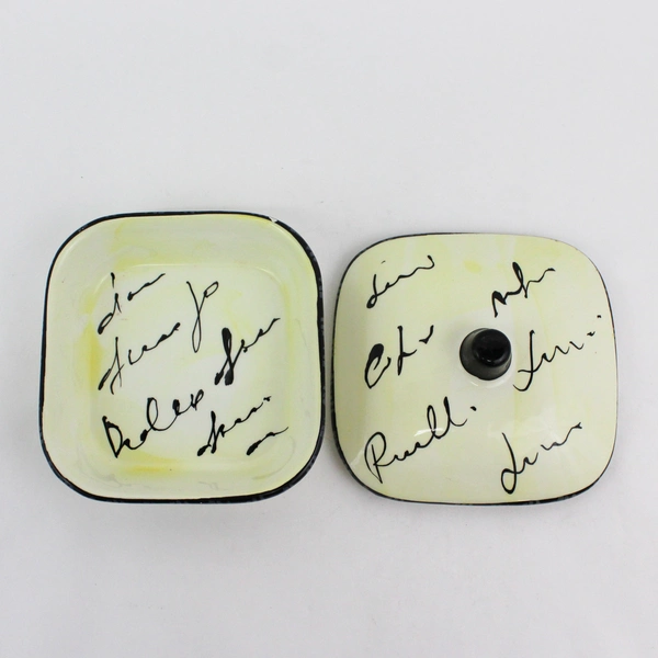 CWC Italian Yellow and Black Covered Square Ceramic Serving Dish With Writing 