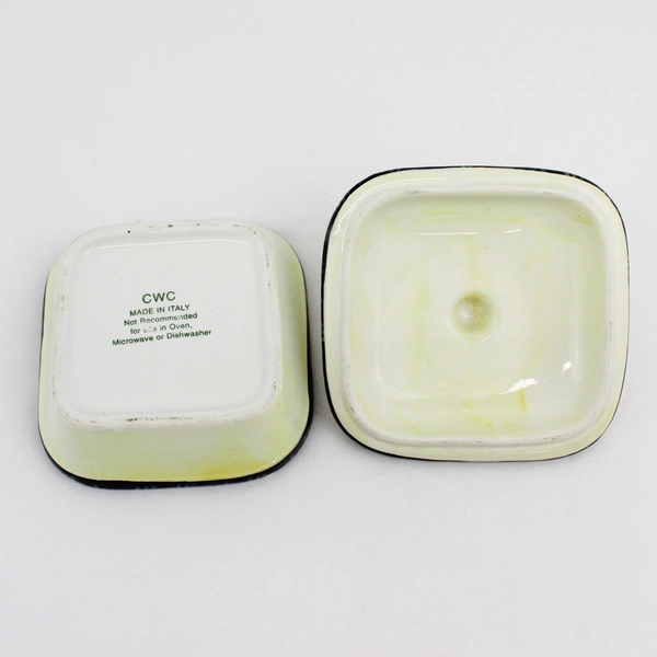 CWC Italian Yellow and Black Covered Square Ceramic Serving Dish With Writing 