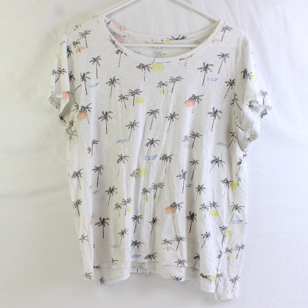 Lucky Brand Tee Shirt Women's Size L Palm Tree Print