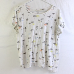 Lucky Brand Tee Shirt Women's Size L Palm Tree Print