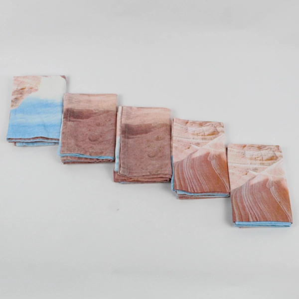 Lot Of 5 Anko Desert Scene Large Fabric Napkins 100% Cotton 19.5" x 27"