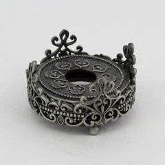 Ornate Two Piece Pewter Taper Candle Stand