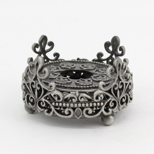 Ornate Two Piece Pewter Taper Candle Stand