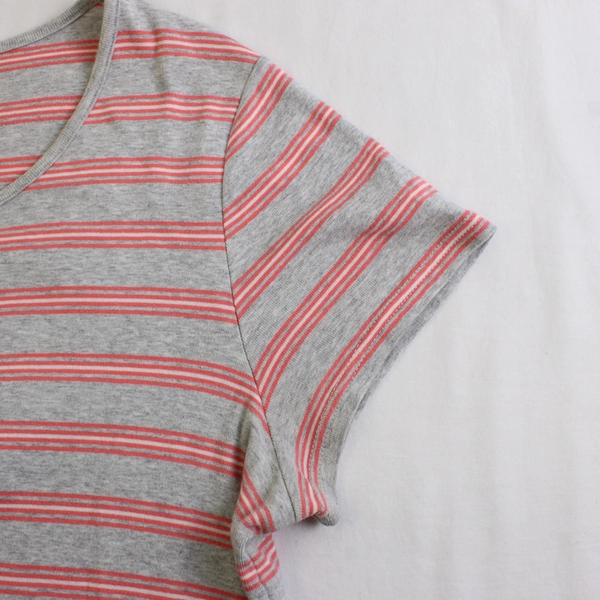 Women's XL Croft & Barrow Striped Short Sleeve Classic Tee Henley