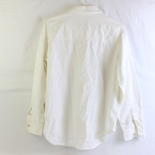 Universal Thread Shirt Women White Button Up Collared Linen Blend Long Sleeve